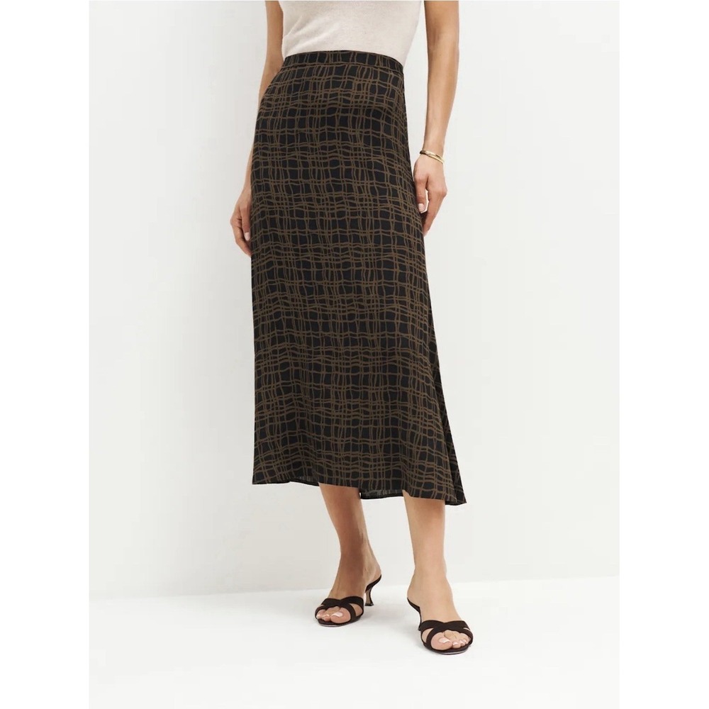 Reformation Bea Midi Skirt Size 4 Women's Black Brown Rue Print Chic Feminine